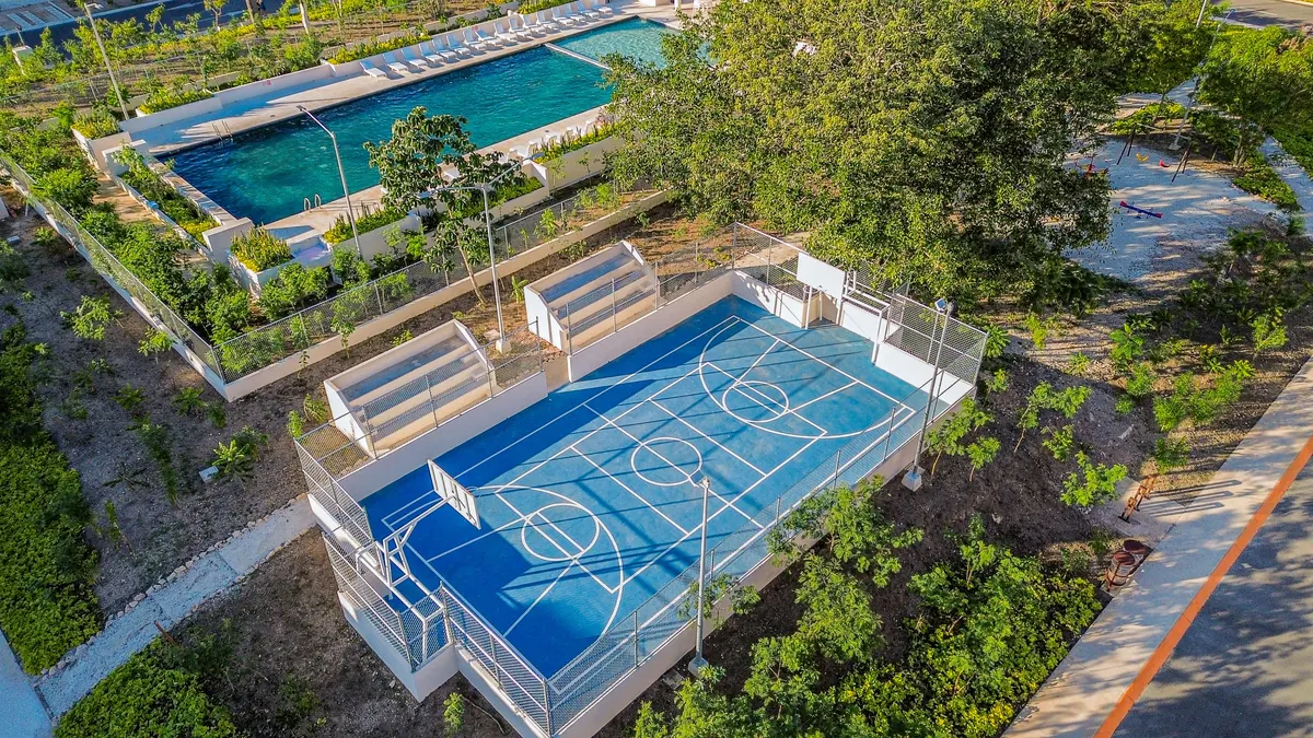 Fachada de las residencias en Aura Nova Playa del Carmen